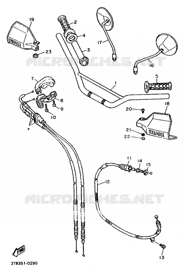 GUIDON ET CABLES Yamaha MOTO 600 1992 XTE  XT600EH (33KW)