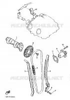 ARBRE A CAMES / CHAINE DE DISTRIBUTION pour Yamaha XT600H (33.OKW) de 1989