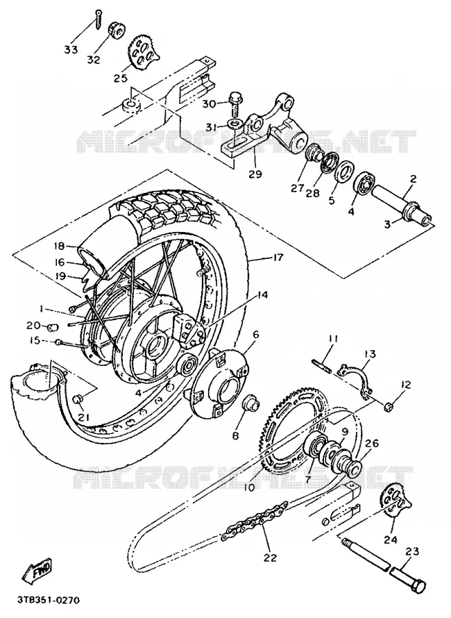 ROUE ARRIERE Yamaha MOTO 600 1992 XT  XT600K