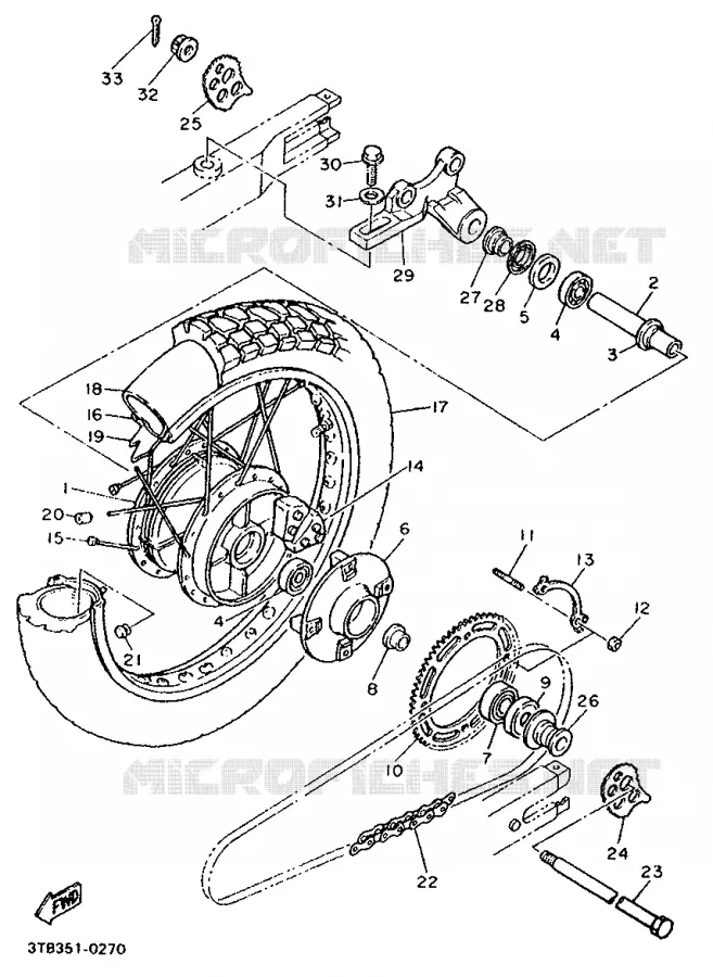 ROUE ARRIERE Yamaha MOTO 600 1993 XT  XT600K