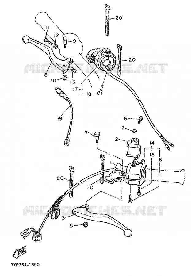COMMODO / LEVIER Yamaha MOTO 600 1993 XT  XT600K