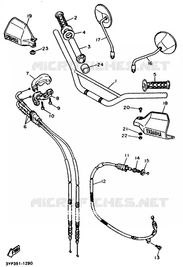 GUIDON ET CABLES Yamaha MOTO 600 1992 XT  XT600KN