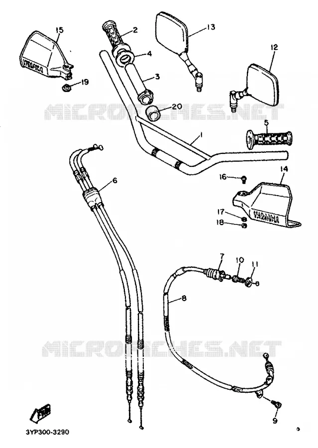 GUIDON ET CABLES Yamaha MOTO 600 1993 XT  XT600KN (20KW)