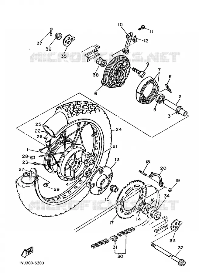 ROUE ARRIERE Yamaha MOTO 600 1986 XTZ  XT600Z