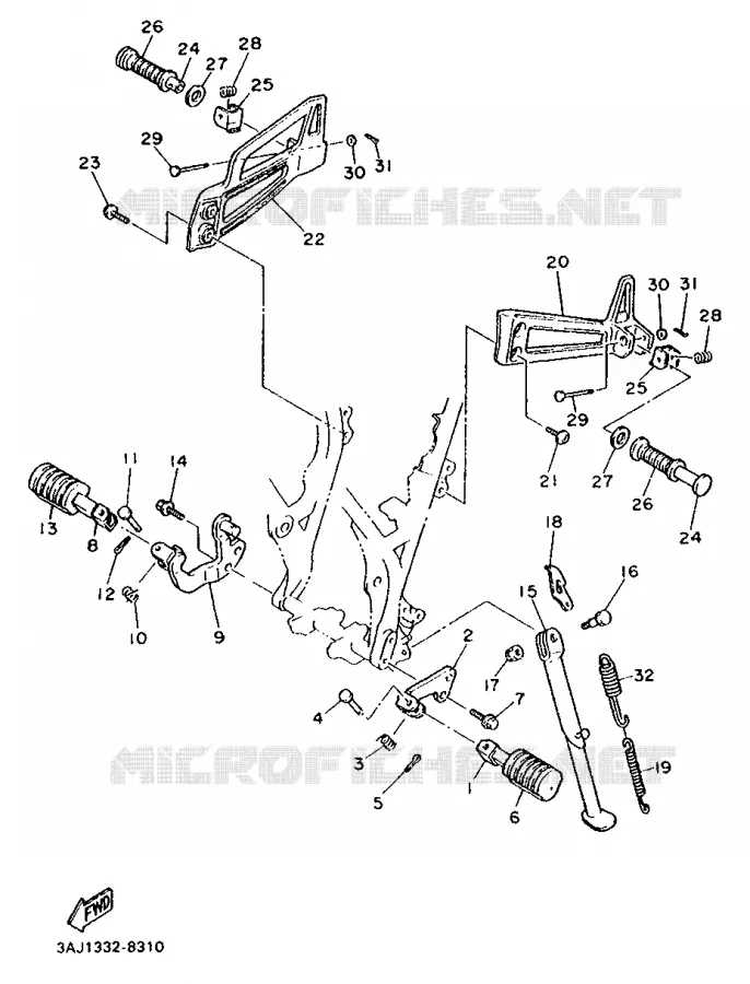 SUPPORT / REPOSE PIEDS Yamaha MOTO 600 1988 XTZ  XT600Z