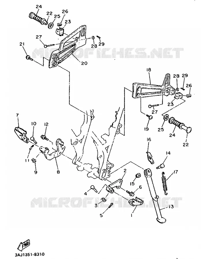 SUPPORT / REPOSE PIEDS Yamaha MOTO 600 1988 XTZ  XT600Z