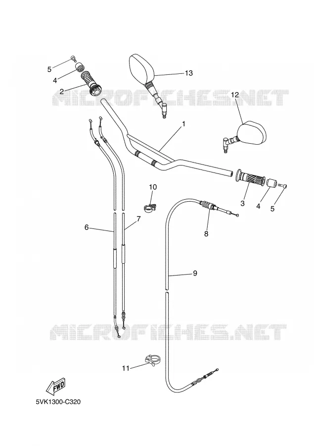 GUIDON ET CABLES Yamaha MOTO 660 2004 XTR  XT660R