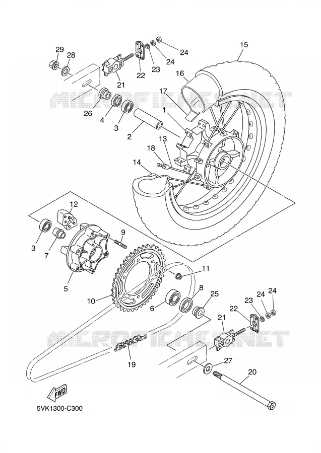 ROUE ARRIERE Yamaha MOTO 660 2006 XTR  XT660R