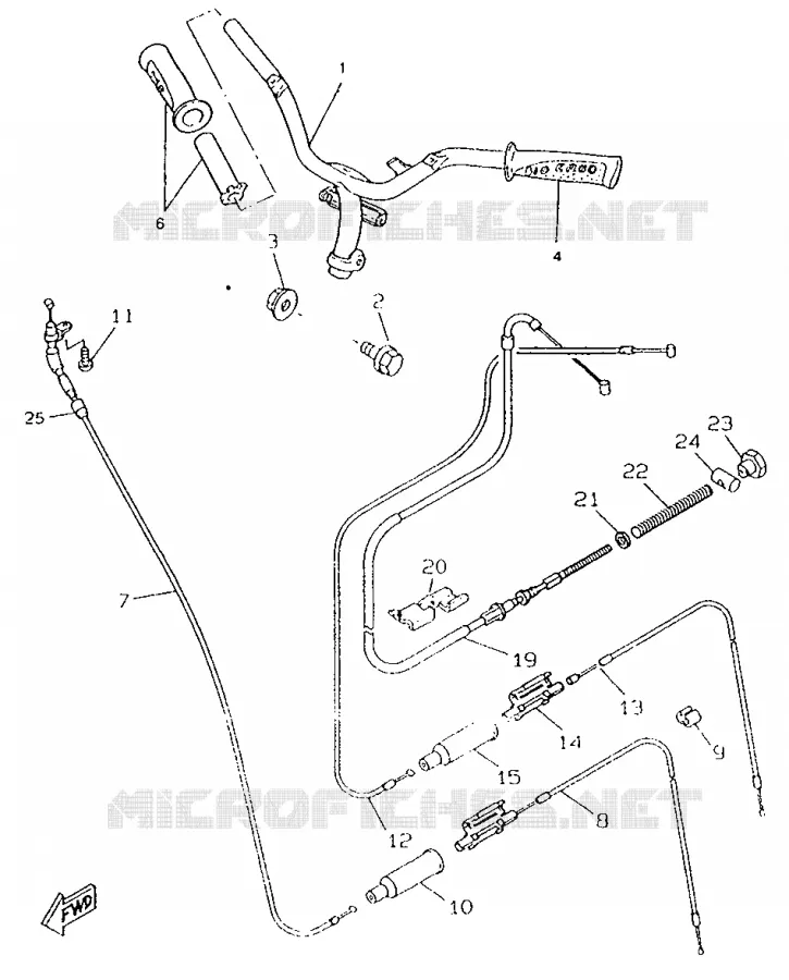 GUIDON ET CABLES Yamaha SCOOTER 50 1996 ROCKET  CW50RSP