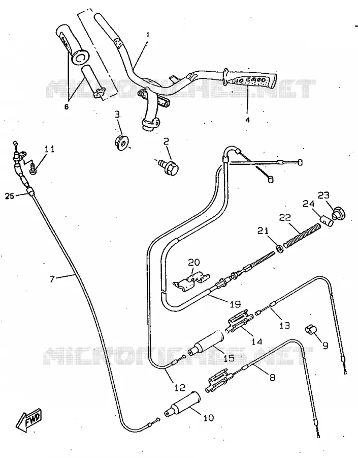 GUIDON ET CABLES Yamaha SCOOTER 50 1998 ROCKET  CW50RSP