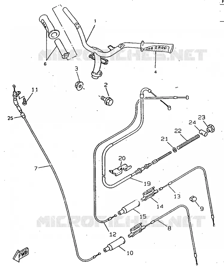 GUIDON ET CABLES Yamaha SCOOTER 50 1998 ROCKET  CW50RSP