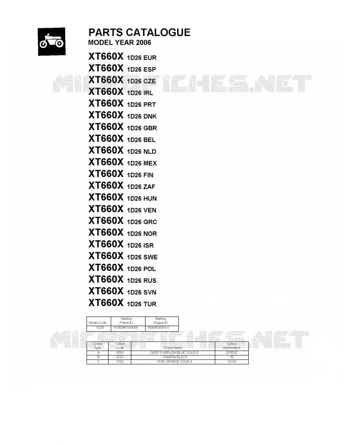 * CATALOG PREFACE * Yamaha MOTO 660 2006 XTX  XT660X