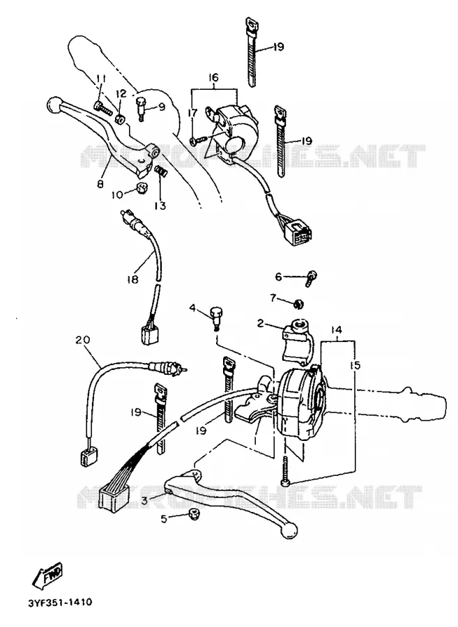 COMMODO / LEVIER Yamaha MOTO 660 1991 TENERE  XTZ660