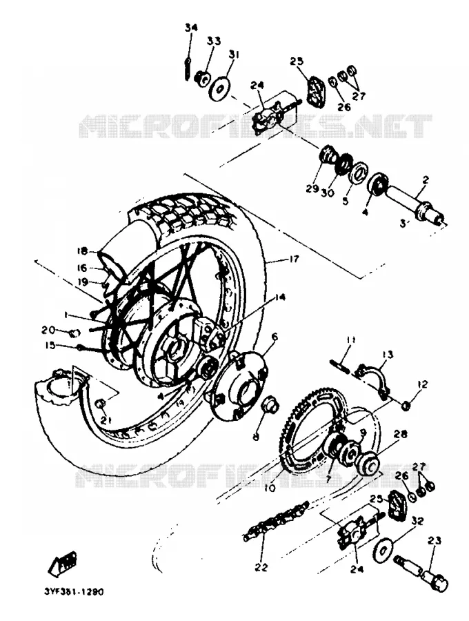 ROUE ARRIERE Yamaha MOTO 660 1992 TENERE  XTZ660