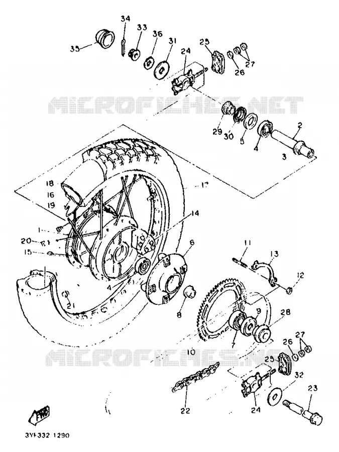 ROUE ARRIERE Yamaha MOTO 660 1993 TENERE  XTZ660