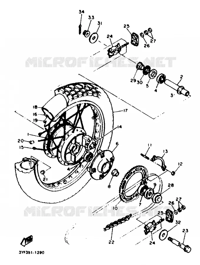 ROUE ARRIERE Yamaha MOTO 660 1993 TENERE  XTZ660