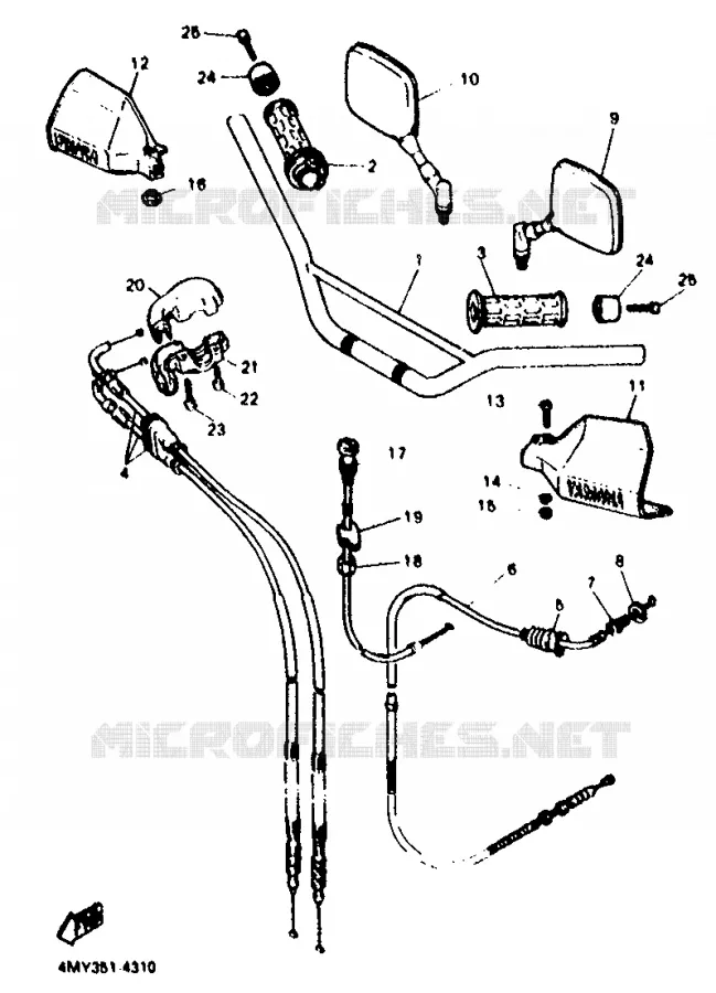 GUIDON ET CABLES Yamaha MOTO 660 1996 TENERE  XTZ660