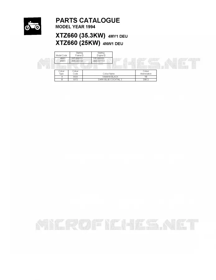 * CATALOG PREFACE * Yamaha MOTO 660 1994 TENERE 35.3KW  XTZ660 (35.3KW)