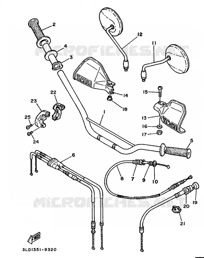 GUIDON ET CABLES Yamaha MOTO 750 1989 SUPERTENERE  XTZ750