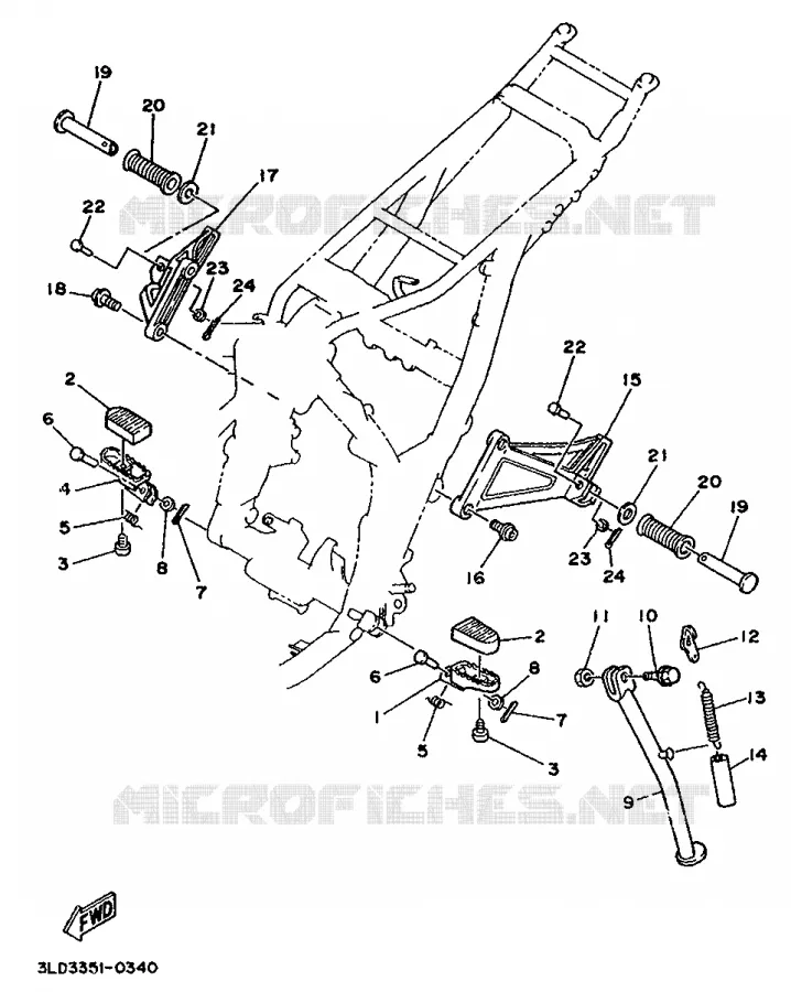 SUPPORT / REPOSE PIEDS Yamaha MOTO 750 1992 SUPERTENERE  XTZ750