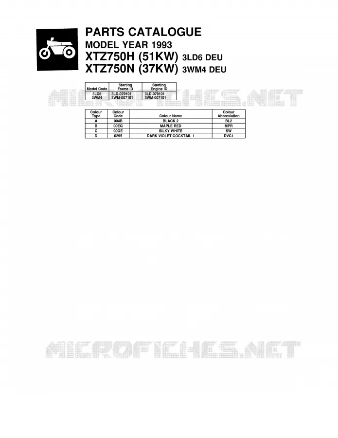 * CATALOG PREFACE * Yamaha MOTO 750 1993 SUPERTENERE  XTZ750N (37KW)
