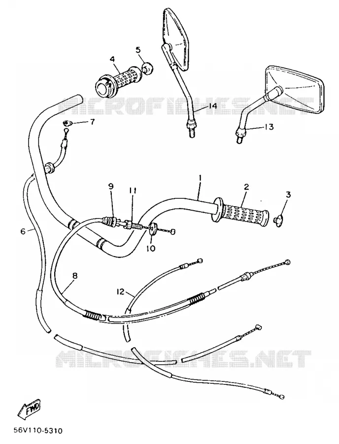 GUIDON ET CABLES Yamaha MOTO 1000 1986 VIRAGO  XV1000