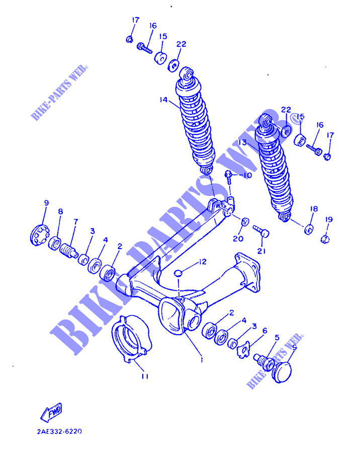 BRAS OSCILLANT / AMORTISSEUR pour Yamaha XV1000 de 1986