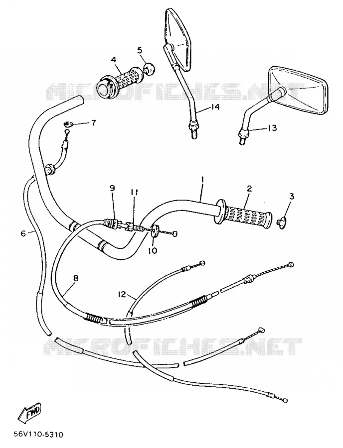 GUIDON ET CABLES Yamaha MOTO 1000 1987 VIRAGO  XV1000
