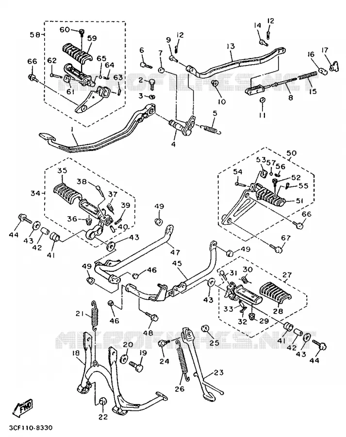 SUPPORT / REPOSE PIEDS Yamaha MOTO 1100 1995 VIRAGO  XV1100