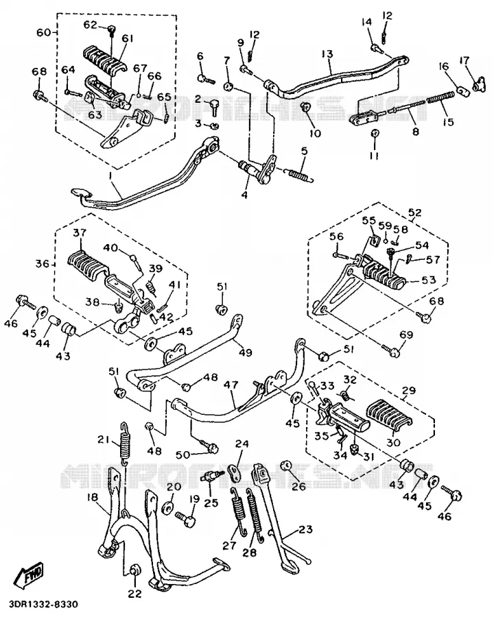 SUPPORT / REPOSE PIEDS Yamaha MOTO 1100 1995 VIRAGO  XV1100