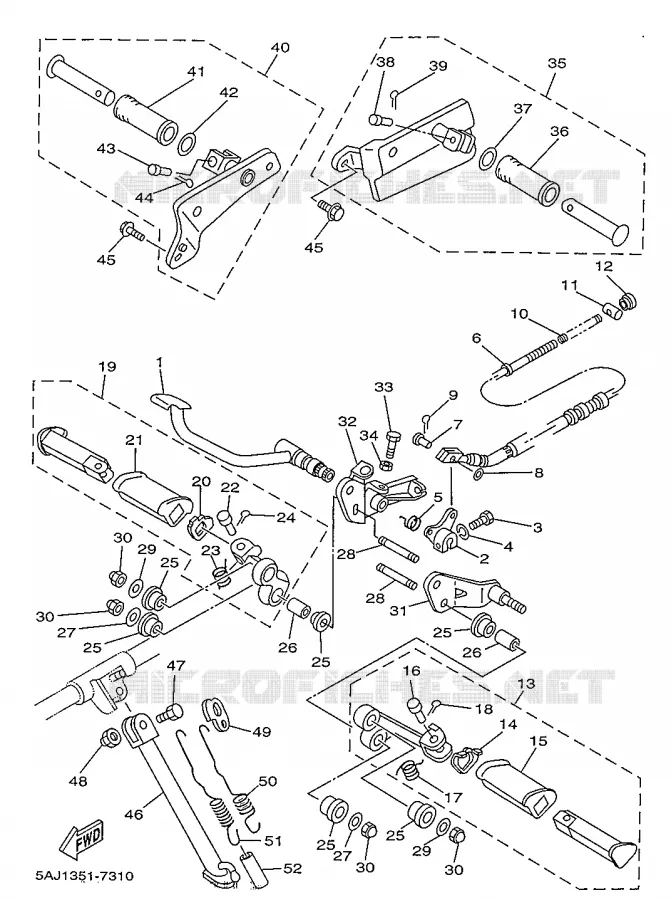 SUPPORT / REPOSE PIEDS Yamaha MOTO 125 1997 VIRAGO  XV125