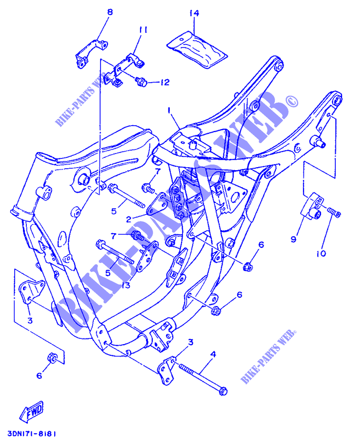 CADRE pour Yamaha XV125 de 1997