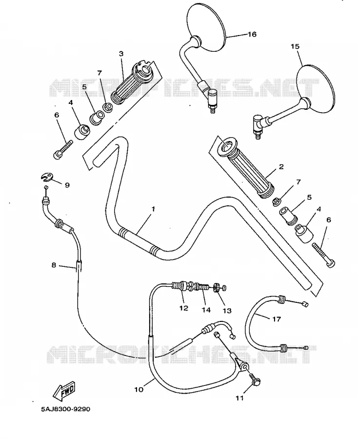 GUIDON ET CABLES Yamaha MOTO 125 1999 VIRAGO  XV125