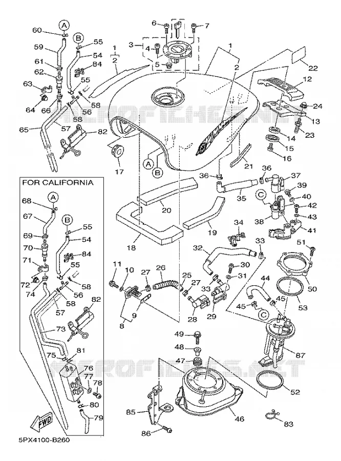 RESERVOIR A ESSENCE Yamaha MOTO 1700 2003 ROADSTAR WARRIOR  XV17PCR