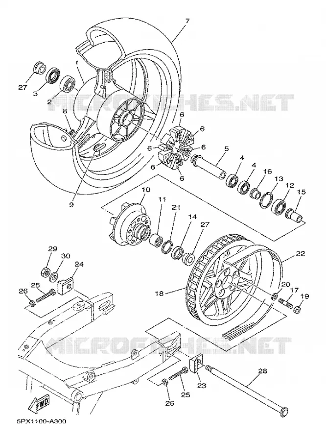 ROUE ARRIERE Yamaha MOTO 1700 2003 ROADSTAR WARRIOR  XV17PCRC