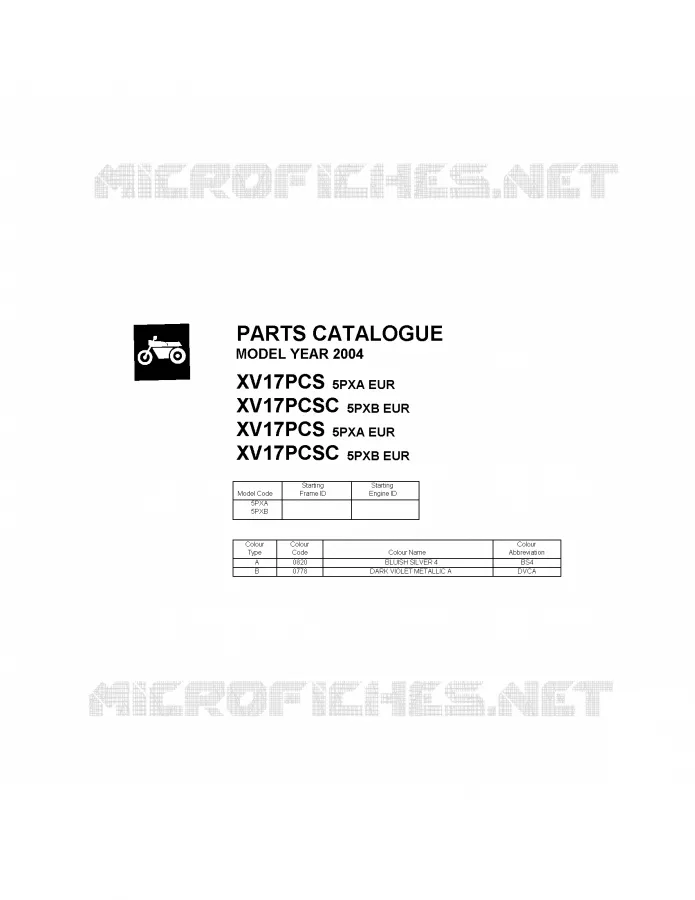 * CATALOG PREFACE * Yamaha MOTO 1700 2004 ROADSTAR WARRIOR  XV17PCS