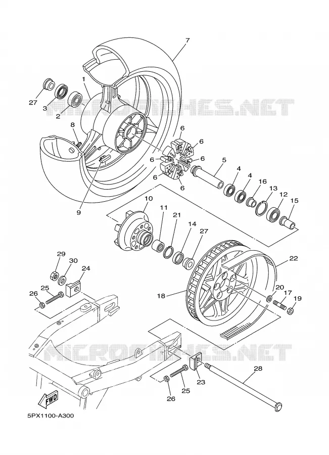 ROUE ARRIERE Yamaha MOTO 1700 2004 ROADSTAR WARRIOR  XV17PCS