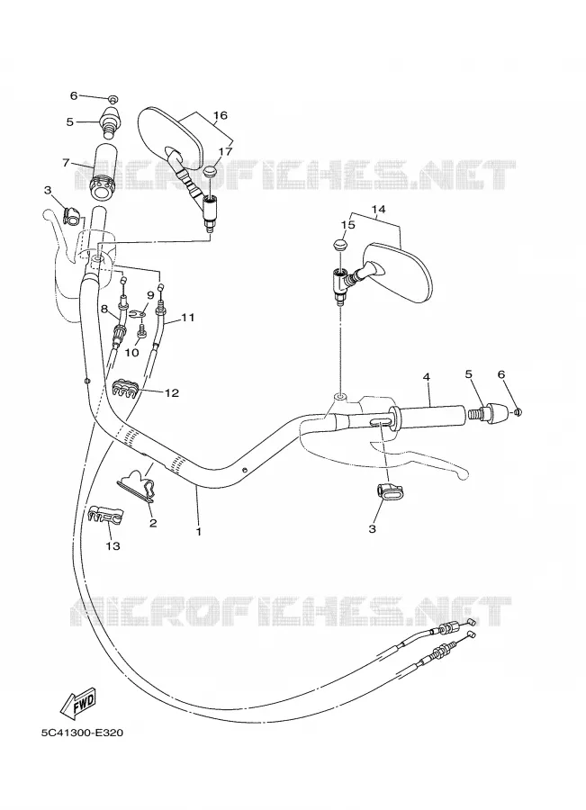 GUIDON ET CABLES Yamaha MOTO 1900 2008 MIDNIGHT STAR  XV1900A