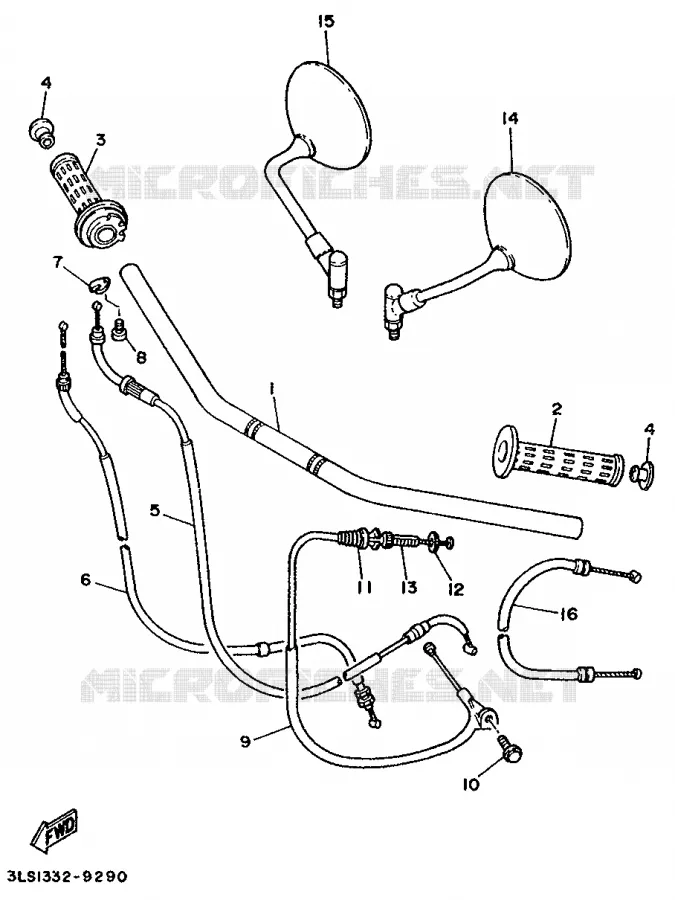GUIDON ET CABLES Yamaha MOTO 250 1991 VIRAGO  XV250