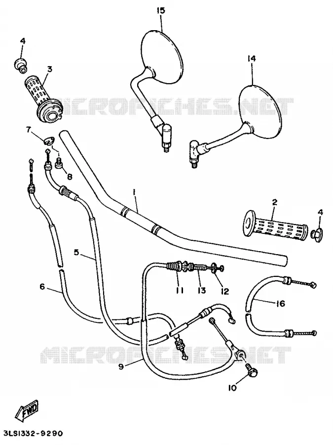 GUIDON ET CABLES Yamaha MOTO 250 1994 VIRAGO  XV250