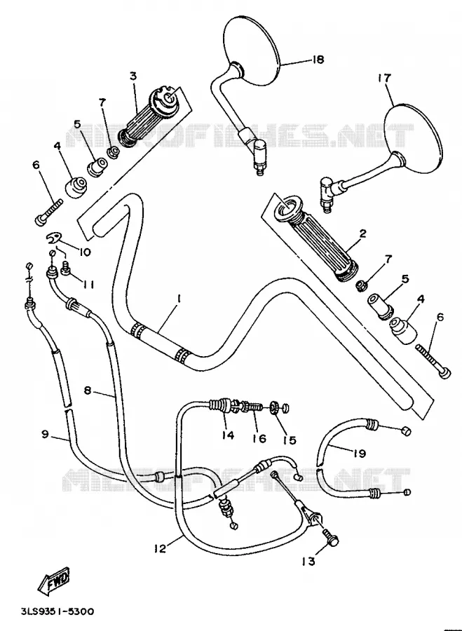 GUIDON ET CABLES Yamaha MOTO 250 1995 VIRAGO  XV250