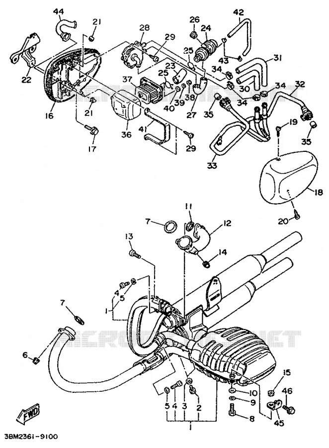ECHAPPEMENT Yamaha MOTO 500 1992 VIRAGO  XV500