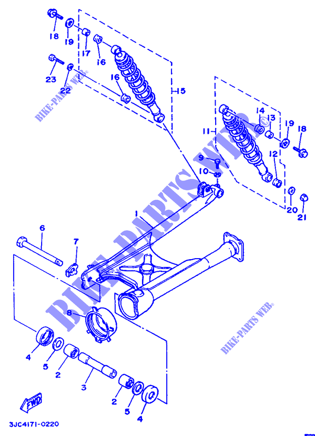 BRAS OSCILLANT / AMORTISSEUR pour Yamaha XV500 de 1992