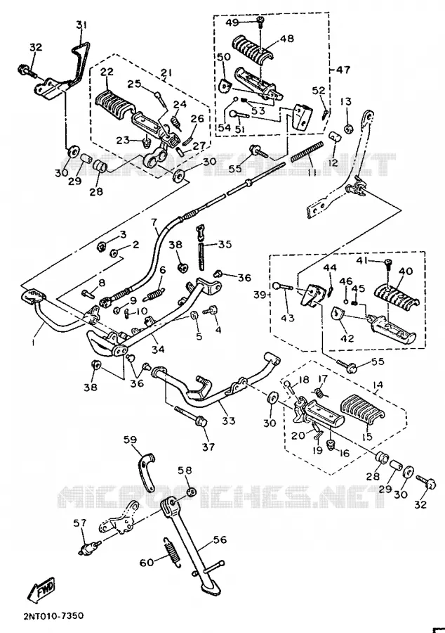 SUPPORT / REPOSE PIEDS Yamaha MOTO 500 1992 VIRAGO  XV500