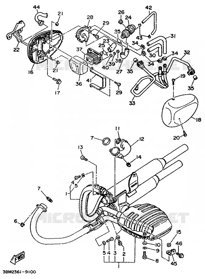 ECHAPPEMENT Yamaha MOTO 500 1995 VIRAGO  XV500