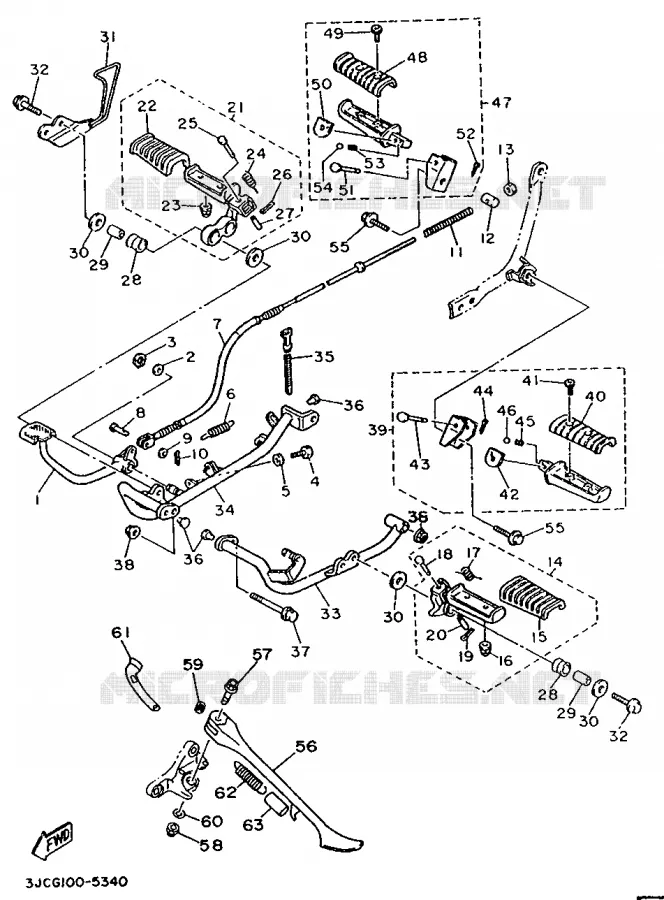 SUPPORT / REPOSE PIEDS Yamaha MOTO 500 1998 VIRAGO  XV500
