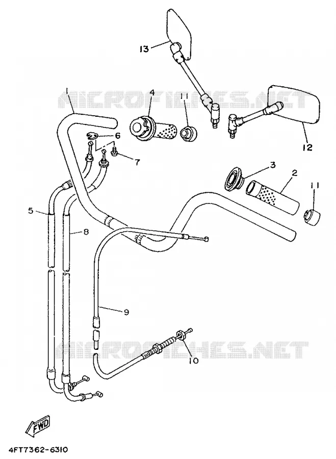 GUIDON ET CABLES Yamaha MOTO 500 1996 VIRAGO  XV500S