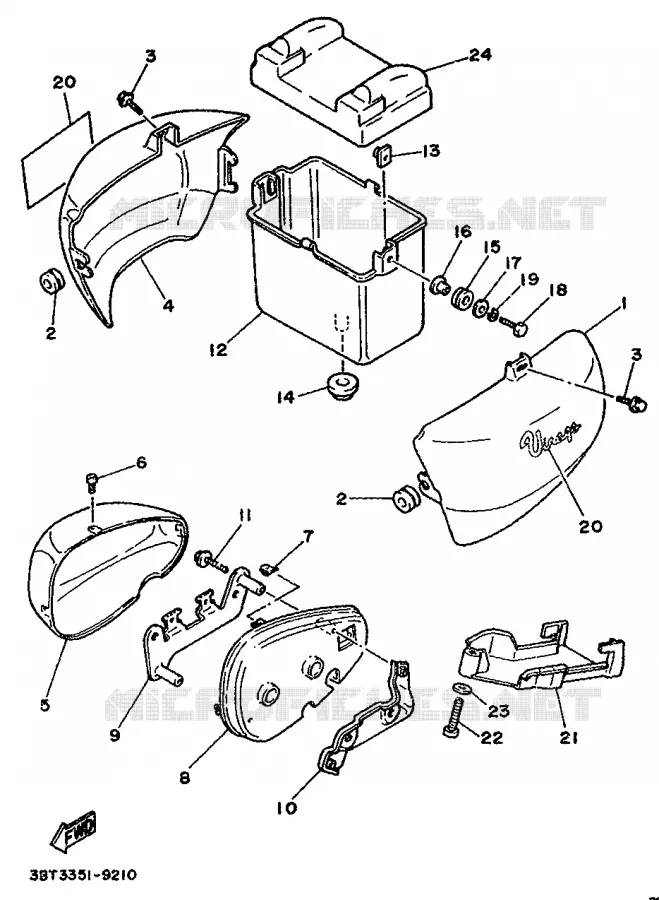 COUVERCLE LATERAL Yamaha MOTO 535 1989 VIRAGO  XV535