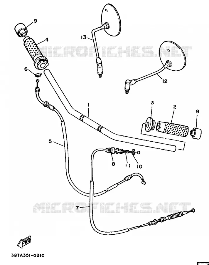 GUIDON ET CABLES - GUIDON PLAT Yamaha MOTO 535 1990 VIRAGO  XV535 VIRAGO