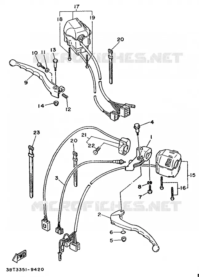 COMMODO / LEVIER - GUIDON PLAT Yamaha MOTO 535 1994 VIRAGO  XV535
